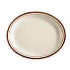 image of CACChina AZ-12 - Oval Ceramic Platter 9.5" x 7.25" x 0.75", Narrow Rim, Brown Speckled, 1 Dozen