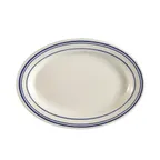 image of CAC China BLU-14 Blue Oval Platter, 12-1/2" L x 8-5/8" W x 1-1/2" H, Rolled Edge, Ceramic - Dozen