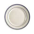 image of CACChina BLU-8 Blue Line 9" Ceramic Plate, Rolled Edge, Dishwasher/Oven/Microwave Safe - Dozen