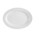 image of CAC China BST-81 Boston Platter – 18" x 12-1/4" Oval Porcelain Super White Embossed Rim