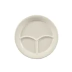 image of CAC China CMP-9 - 9-1/2" Divided Plate, 3 Compartments, 3/4" H, Ceramic, White - Dozen