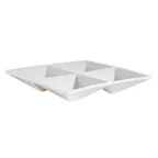 image of CAC China CMP-A7 6-1/2" L x 6-1/2" W x 1-1/4" H Bone White Porcelain 4-Compartment Bowl - Dozen