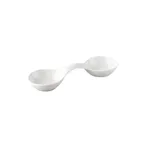 image of CAC China CN-W2 - Leaf, 2 Compartment 3oz, 11-1/4"L x 3-7/8"W x 2"H, Porcelain, Dishwasher - Dozen
