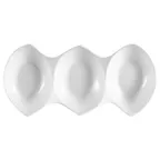 image of CAC China COL-3 Porcelain 3-Compartment Bowl, 7.5 oz each, 14-3/4" L x 7" W x 2-1/4" H - Dozen
