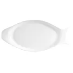 image of CAC China COL-F61 - 15" L x 6-7/8" W x 7/8" H Fish Platter, White, Microwave Safe - Dozen