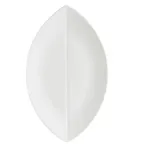 image of CACChina COL-V61 Flat Leaf Platter, 16" L x 9-1/2" W x 3/4" H, White Porcelain, Flat Edge - Dozen