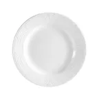image of CAC China CRO-20 Corona Plate, 11-1/4" Dia x 1-1/4" H, Round Embossed Rim, White Porcelain - Dozen