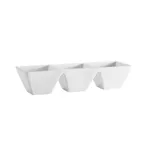 image of CAC China CTY-77 Divided Bowl, 3 Compartment 3-1/2 oz, 9"L x 3"W x 2"H, Porcelain White - Dozen