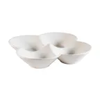 image of CAC China FWD-6 Flower Dish, 6"L x 6"W x 1-1/4"H, 4 Compartment, Bone White Porcelain - Dozen