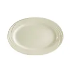 image of CACChina GAD-14 Oval Platter 14" L X 8-3/4" W X 1-1/4" H Bone White Porcelain Embossed Rim - Dozen