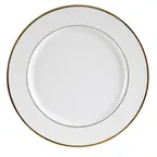 image of CACChina GRY-16 Plate 10-1/2" Dia x 1" H Round Porcelain Gold Band White Dishwasher Safe - Dozen