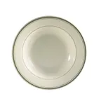 image of CAC China GS-3 Greenbrier Soup Plate, 9" Dia, 10oz, 2" H, Green Band/White, Stoneware, 1 Dozen