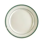 image of CAC China GS-5 Greenbrier Plate, 5-1/2" Dia. x 1/2" H, Round, Rolled Ceramic, Green Band - Dozen