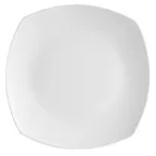 image of CAC China H-SQ16 Plate 10" L x 10" W x 1" H, Square Round Well, Porcelain, Super White - Dozen