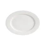 image of CAC China HMY-14 Platter, 13-1/8" L x 9-1/2" W x 1-3/8" H, Embossed Rim, White Porcelain - Dozen