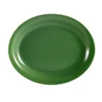 image of CAC China L-14NR-G Platter, 13-1/4" x 10-1/8" x 1-1/4", Green Stoneware, Dishwasher Safe - Dozen