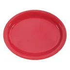 image of CAC China L-14NR-R Oval Platter, 13-1/4" x 10-1/8" x 1-1/4", Red Ceramic, Dishwasher Safe - Dozen