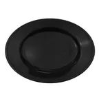 image of CAC China LV-51-BLK Vegas Platter,15" x 10-1/4" x 1-1/2" H, Oval Black Ceramic Rolled Edge - Dozen