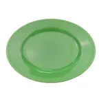 image of CACChina LV-51-G Las Vegas Platter 15" x 10-1/4" x 1-1/2" H Oval Green Ceramic Rolled Edge - Dozen