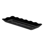 image of CACChina MLSC-RT14-K Rectangular China Platter, 13½" W x 5¼" D x 1¼" H, Scallop Rim, Black - Dozen
