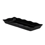 image of CAC China MLSC-RT151-K Rectangular China Platter 14"W x 5-3/4"D x 1-1/2"H Black Scallop Edge - Dozen