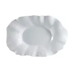 image of CAC China MX-W25 Porcelain Oblong Platter, 26" L x 17" W x 3-1/2" H, White, Scallop Edge, Wide Rim