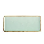 image of CAC China PMS-RT13-G Rectangular Porcelain Platter 12" x 5-1/8" x 1/2" Green Reactive Glaze - Dozen