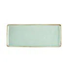 image of CAC China PMS-RT41-G Platter, 14" L x 6" W x 1/2" H Porcelain Light Green Reactive Glaze - Dozen