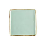image of CACChina PMS-SQ8-G Light Green Square Porcelain Plate 8-1/4" L x 8-1/4" W x 1/2" H - Dozen