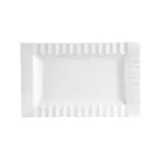 image of CACChina QE-41 Porcelain Rectangular Platter 14" L x 8-5/8" W x 1-1/8" H White Rim - Dozen