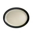 image of CACChina R-13NR-BLK - Oval Ceramic Platter, 11.5" L x 9" W x 1.25" H, Black Narrow Rim - Dozen
