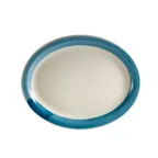 image of CACChina R-14NR-BLU Ceramic Platter, 13-1/2" L x 10-1/8" W x 1-1/2" H, Blue Microwave Safe - Dozen