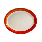 image of CAC China R-14NR-R Oval Platter 13-1/2" L x 10-1/8" W x 1-1/2" H Red Ceramic Narrow Safe - Dozen