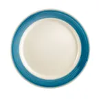 image of CAC China R-16-BLU Rainbow Plate, 10½" Dia. x 1" H, Round Rolled Edge, Stoneware, Blue - Dozen