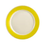 image of CAC China R-21-Y - 12" Dia. x 1-1/4" H Yellow Ceramic Plate, Rolled Edge, Dishwasher Safe - Dozen