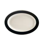 image of CAC China R-51-BLK - Oval Black Ceramic Platter, 15½" L x 10" W x 1½" H, Rolled Edge - Dozen