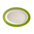 image of CAC China R-51-G Rainbow Platter15-1/2" L x 10" W x 1-1/2" H Oval RolledEdge Green Ceramic - Dozen