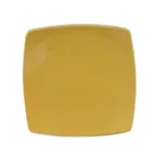 image of CAC China R-FS21-Y Square Plate, 11-7/8" x 11-7/8" x 1-1/4", Yellow Ceramic, Flat Edge - Dozen