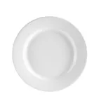 image of CAC China RCN-8 Clinton Plate - 9" Dia. x 1" H, Round, Rolled Edge, Porcelain, Super White - Dozen