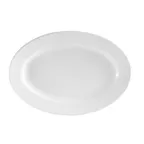 image of CAC China RCN-92 Clinton Oval Porcelain Platter 22" L x 15" W, 2" H, White, Rolled Edge, Dishwasher Safe