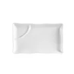 image of CAC China RCN-RT12 Platter, 12" L x 7-1/2" W x 1" H Porcelain White, 2 Compartments - Dozen
