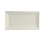 image of CACChina RE-RT41 Stone Platter 14-1/4" L x 6-3/4" W x 1-1/2" H White Dishwasher/Oven/MW Safe - Dozen