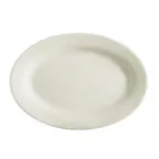 image of CAC China REC-91 - Oval Stoneware Platter, 18" L x 12" W x 1-3/4" H, American White, Rolled Edge