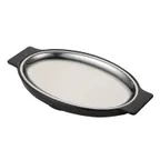 image of CAC China SBPL-12SET - Two-Piece Oval Stainless Platter Set, 7-7/8"×11-1/2" & 18-1/2"×13-3/4", Set