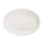image of CAC China SC-13 Platter - White Stoneware, 11-5/8" L x 8-1/2" W x 1-1/2" H, Scallop Edge - Dozen