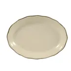 image of CAC China SC-14B Platter, 12-5/8" L x 9-1/4" W x 1-1/2" H, Ceramic, Black Band/White - Dozen