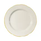 image of CACChina SC-6G Seville Plate, 6-3/8" Dia x 7/8" H, Scallop Edge, Gold Band White, 1 Dozen