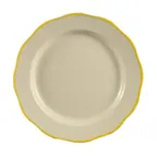 image of CACChina SC-7G Seville Plate 7-3/8" Dia. x 1" H, Round Scallop Edge, Ceramic, Gold Band/White - Dozen