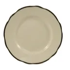 image of CAC China SC-9B Seville 9-5/8" Plate 1-1/8" H Round Scallop Edge Black Band White Ceramic 1 Dozen