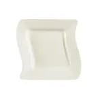 image of CAC China SOH-21 Soho Plate, 12" x 12" x 1-3/8" Square Wavy White Ceramic, Dishwasher Safe - Dozen